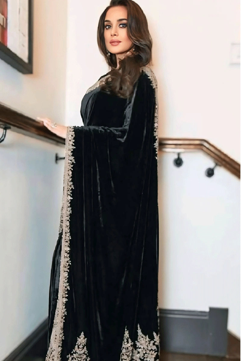 Heavy Sequence Border Saree 