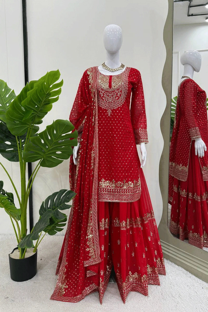 Heavy Sequence Sharara Dress With Dupatta 