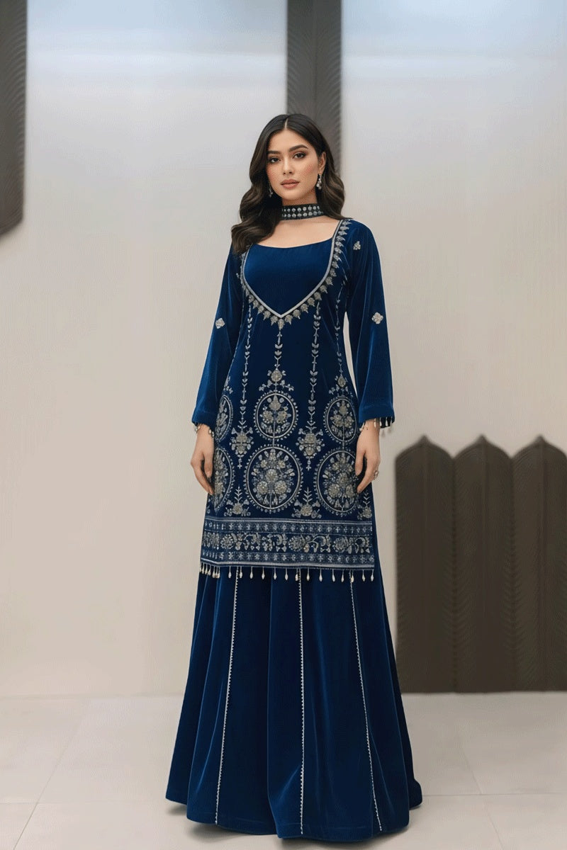 Simple Velvet Gown Design For Girls - Anaya Designer Studio Simple Velvet Gown Design For Girls - Anaya Designer Studio