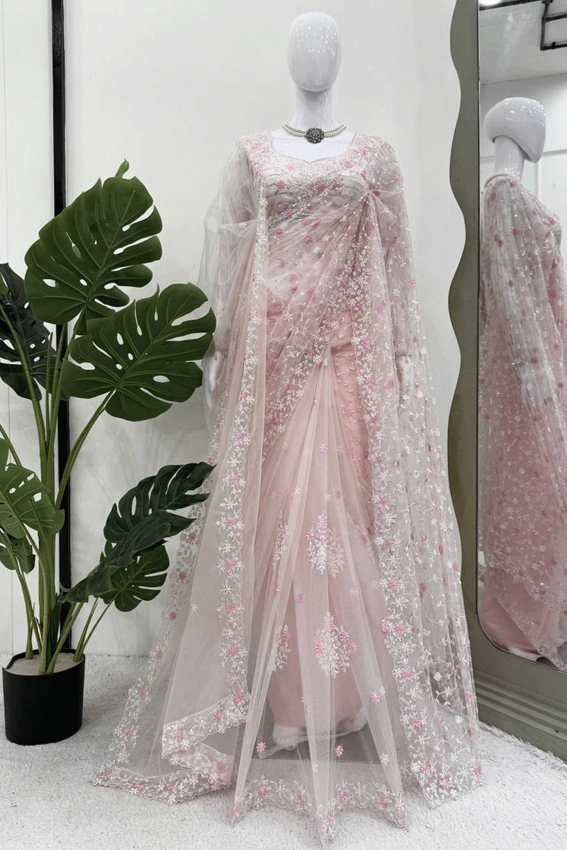 net saree dress designs Embroidered Net Sarees