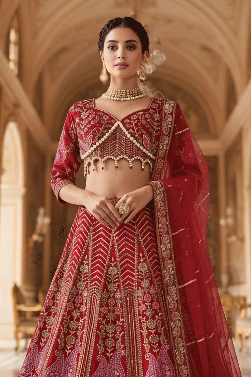 Dark red bridal lehenga