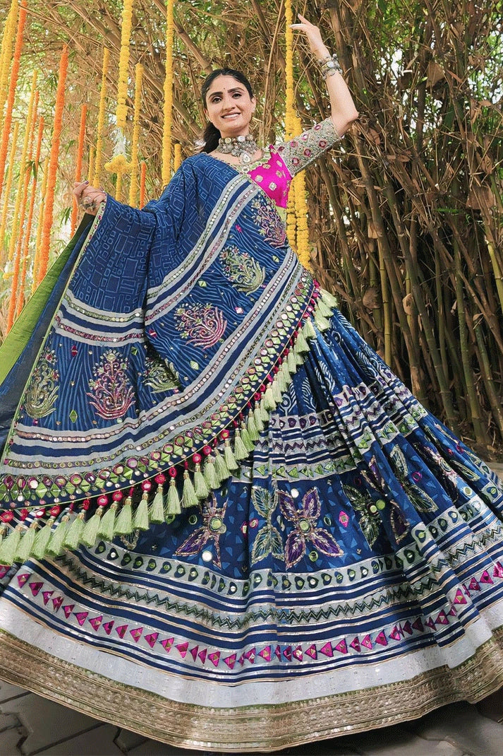 Heavy flair blue lehenga choli for navratri