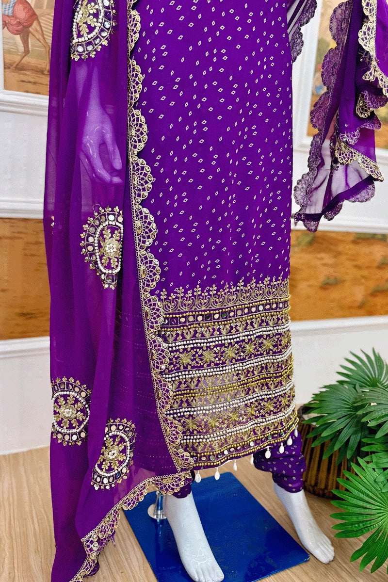 Heavy mirror work outfit