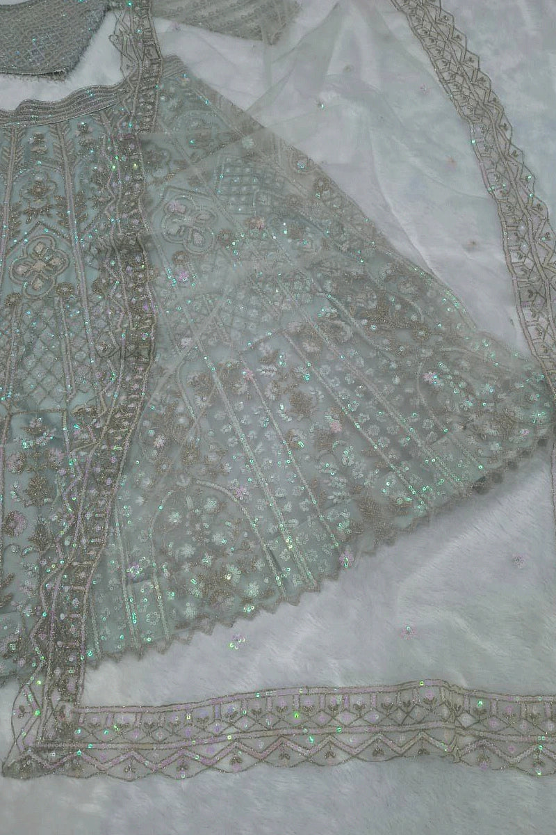 High-shine embellished lehenga