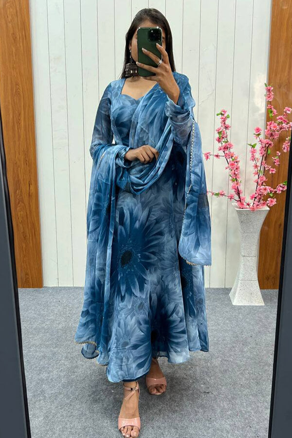 Indian Designer Gown With Dupatta For Women - Anaya Designer Studio