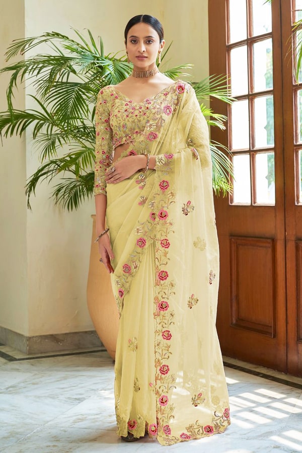 Indian Wedding Guest Saree 2022-2021 Yellow - Anaya Designer Studio