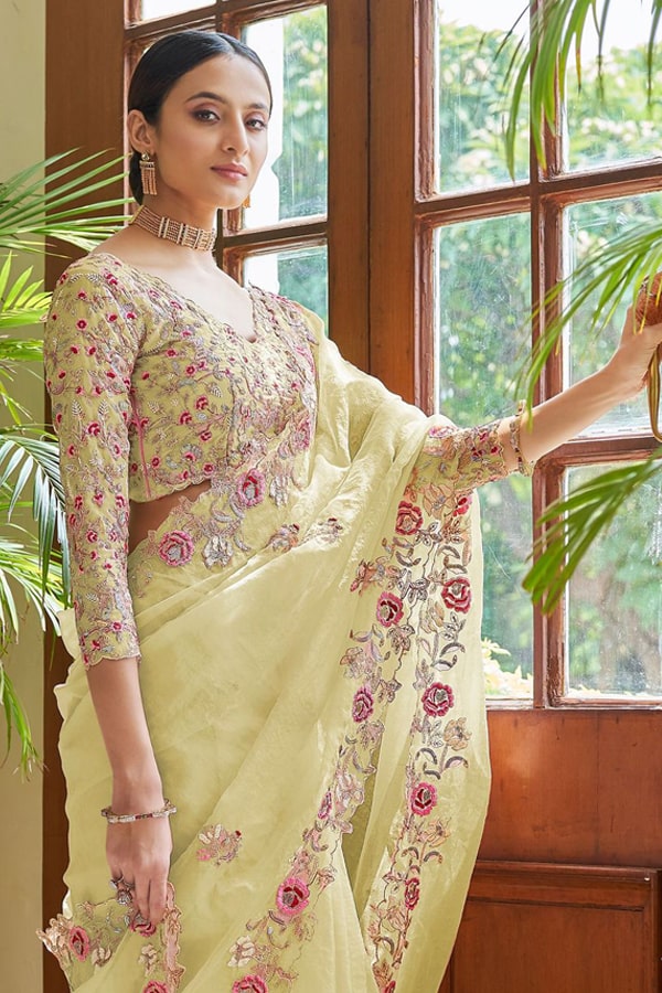 Indian Wedding Guest Saree 2022-2021 Yellow - Anaya Designer Studio