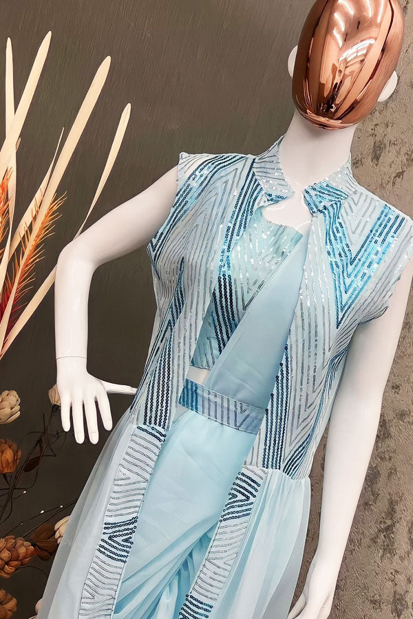 Party Wear Indo Western Saree For Farewell - Anaya Designer Studio