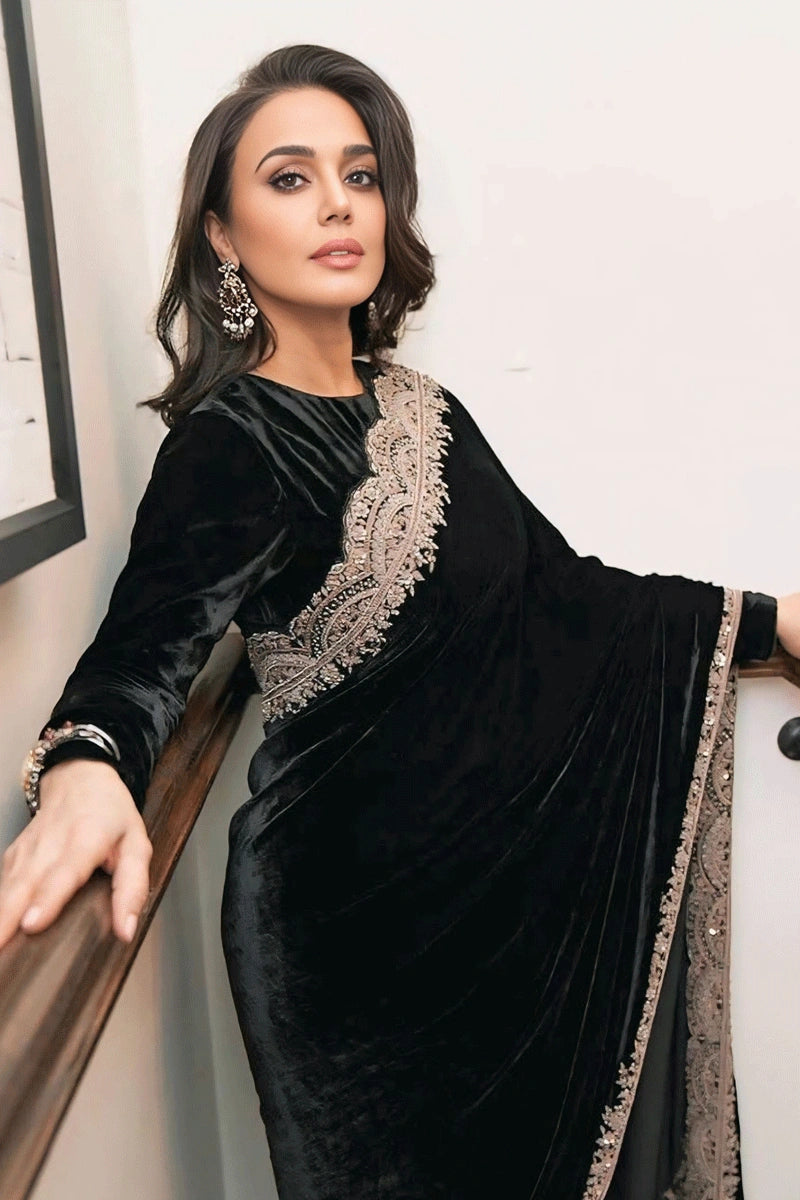 Black Velvet Saree