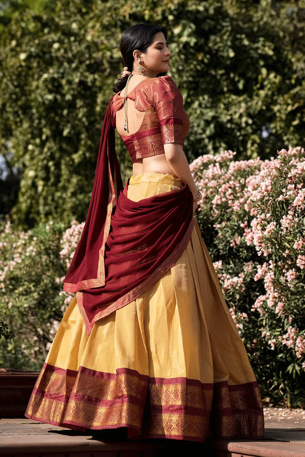 Kanchipuram Traditional half saree for wedding