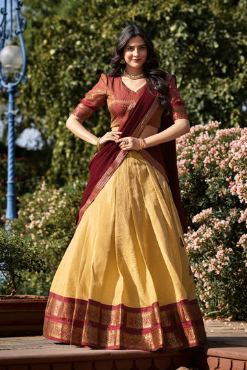 Kanchipuram Traditional half saree for wedding