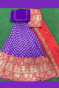 Kanjivaram Silk Zari Lehenga Saree With Voni