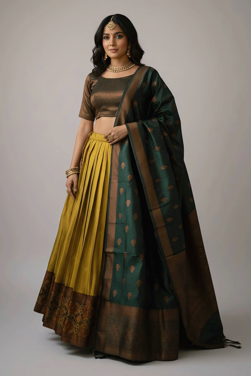 Kanjiveram Silk Half Saree For Pongal Festival