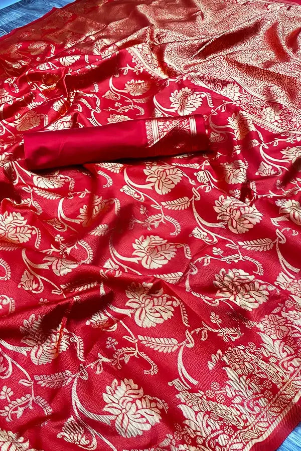 Karwa Chauth Banarasi Silk Saree Online Buy Red