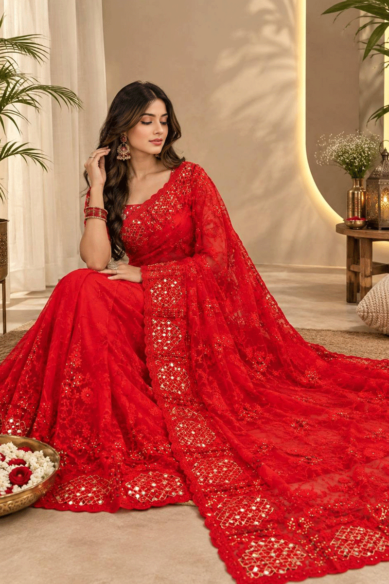 Karwa Chauth Special Embroidered Saree