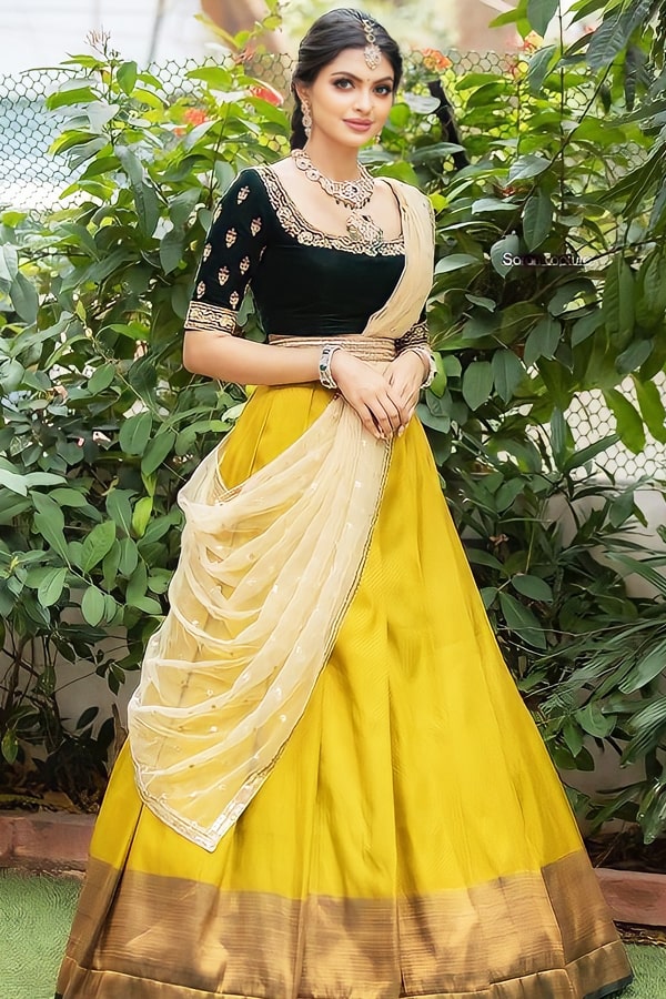 Kerala Half Saree For Haldi Ceremony