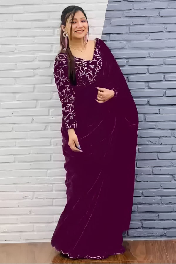 Khushi Punjaban Velvet Saree Online