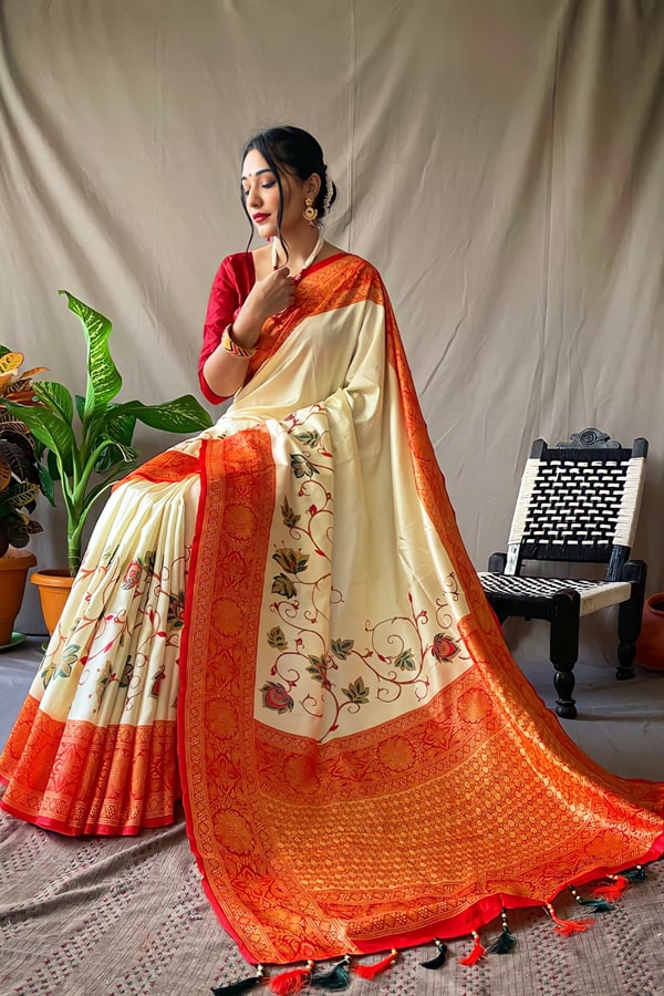 New Kolkata Durga Puja Saree Order Online Red And White Color In 2021 - Anaya Designer Studio