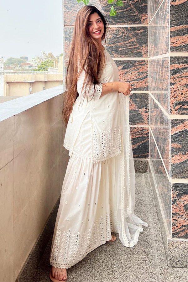 Holi Special White Sharara Suit Design 2023 - Anaya Designer Studio