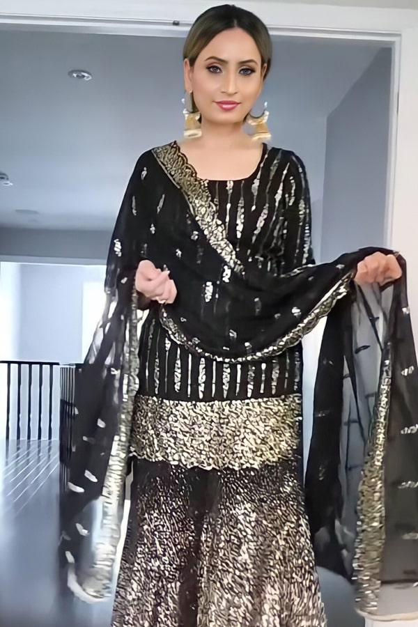Latest Eid Special Black Sharara Suit Design 2022 - Anaya Designer Studio
