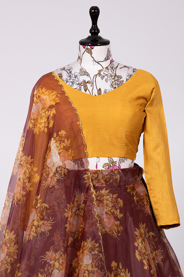 Floral Print Lehenga Choli With Dupatta For Wedding - Anaya Designer Studio