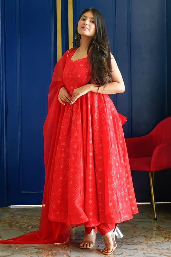 Latest Georgette Salwar Suit Design For Karwa Chauth - Anaya Designer Studio