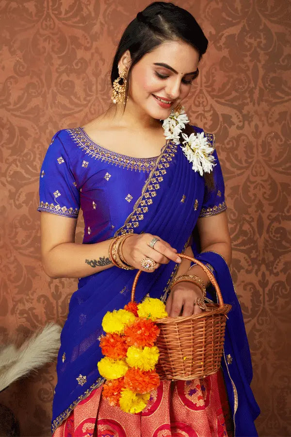 Modern Kerala Kasavu Half Saree