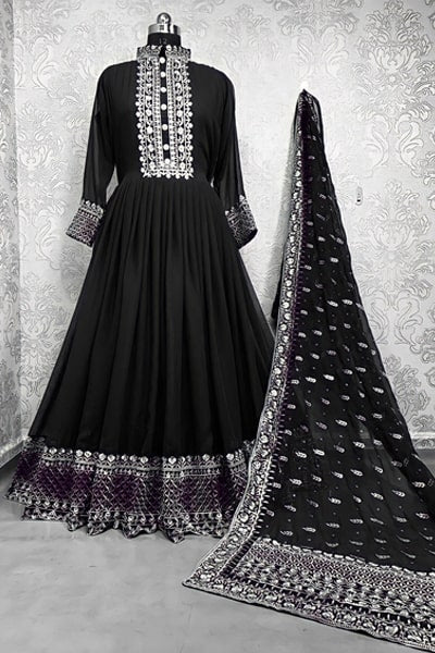 Latest Indian wedding party dresses 2021 Black Maroon