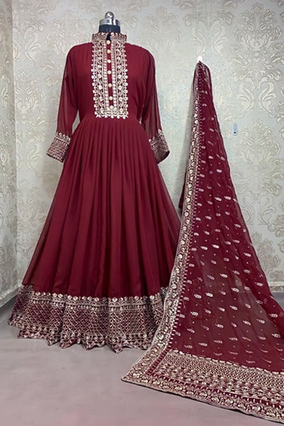 Latest Indian wedding party dresses 2021 Black Maroon - Anaya Designer Studio Latest Indian wedding party dresses 2021 Black Maroon - Anaya Designer Studio