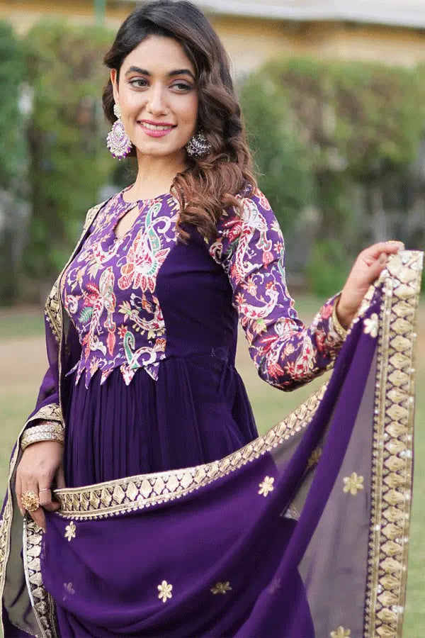 Latest Purple Gown Designs Online Shopping