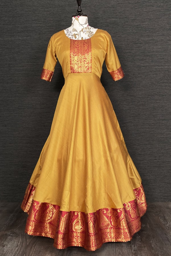 Latest Traditional Silk Gown Design For Girls - Anaya Designer Studio