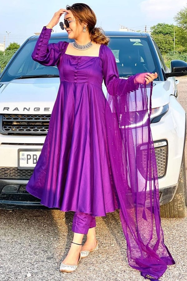 Latest anarkali suit design 2021 Purple - Anaya Designer Studio