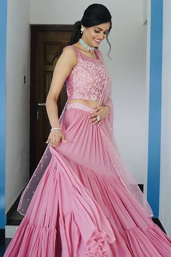 Latest crop top Lehenga Designs 2021 Pink - Anaya Designer Studio