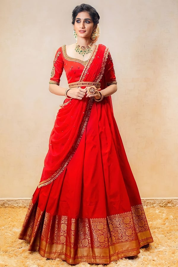 red half saree designs 2021 for Wedding