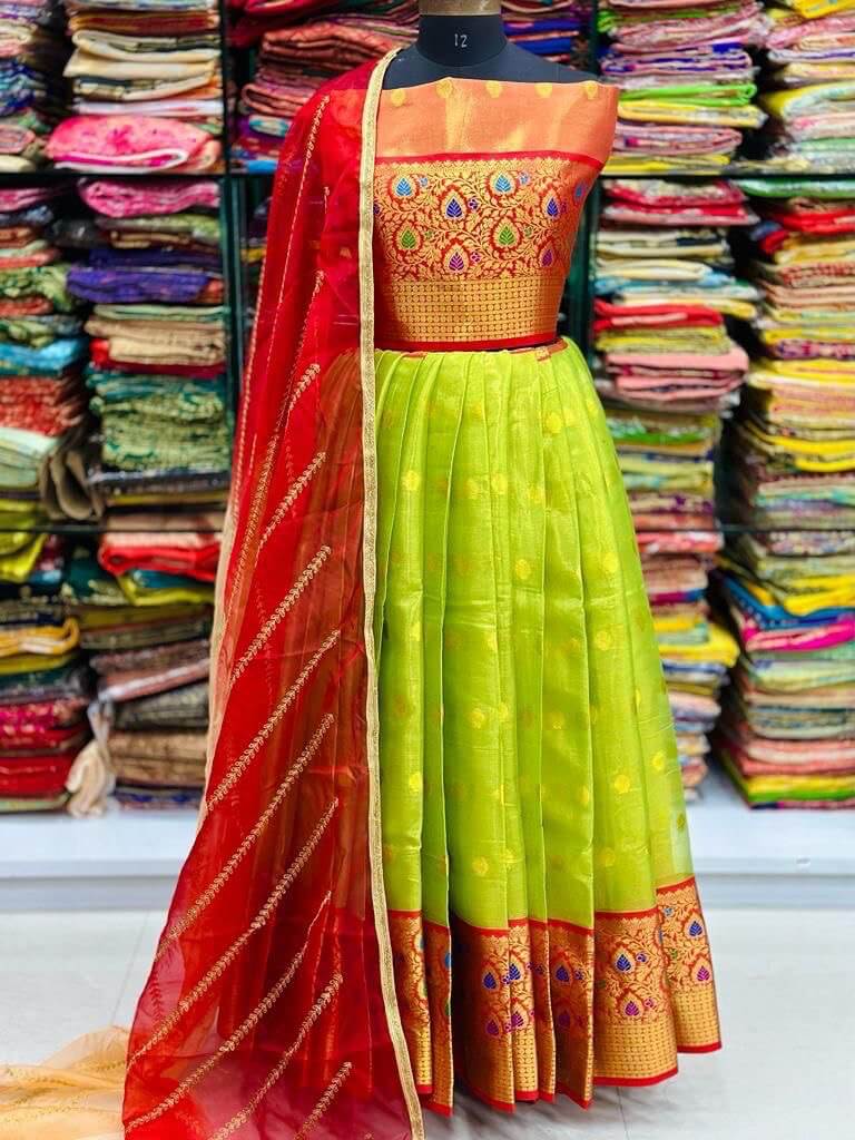Anaya Designer Studio Lehenga Pattu Half Saree Design For Girls - Anaya Designer Studio