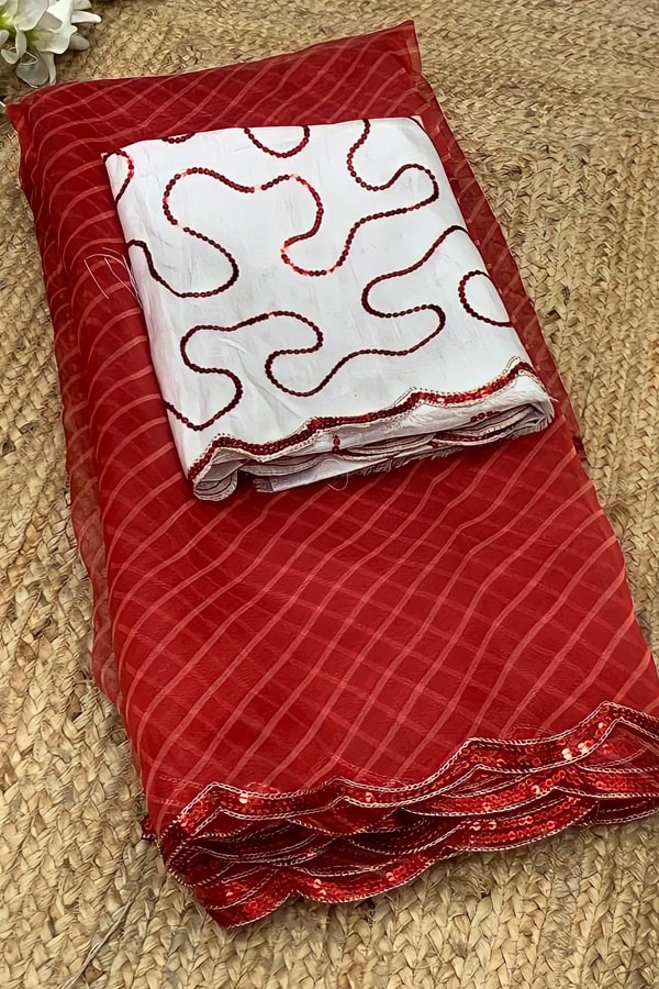 Party Wear Leheriya Saree For Girls - Anaya Designer Studio