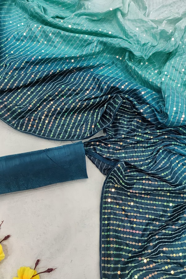 Light Blue Sequin Saree