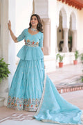 Light blue festive lehenga attire