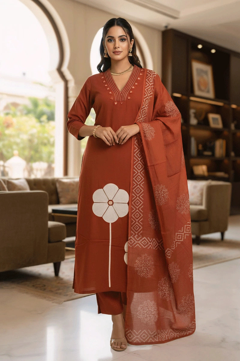 Pure Cotton Real Mirror Work Dress For Women