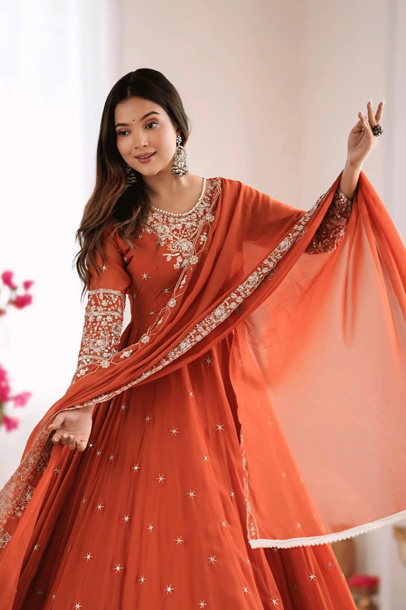 Rush Color Anarkali Dress 