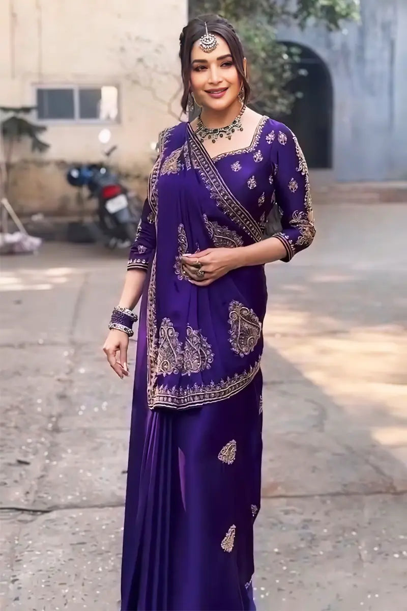 Madhuri Dixit Purple Saree Online Shopping 2024