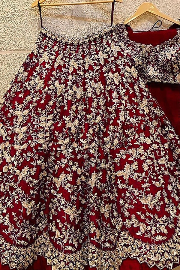 Maroon Trendy Lehenga Blouse Designs In 2022 - Anaya Designer Studio