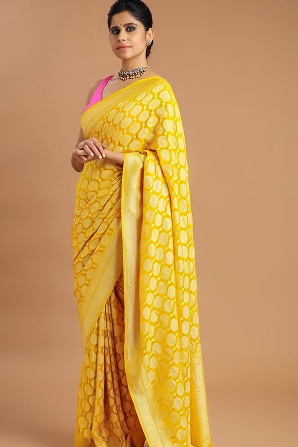 Marriage Wedding Silk Saree For Haldi Function