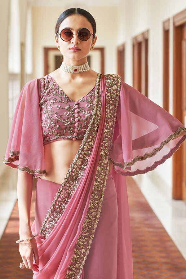Marriage function Pink Saree for female 2021 - Anaya Designer Studio