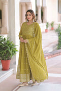 Mehendi Green Color Anarkali Gown 