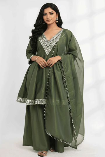 Mehndi Special Real Mirror Work Sharara Suit