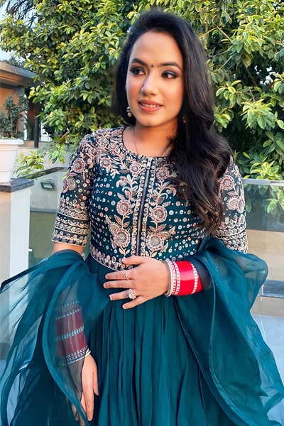Modern Gharara Sharara dress for Wedding Teal - Anaya Designer Studio