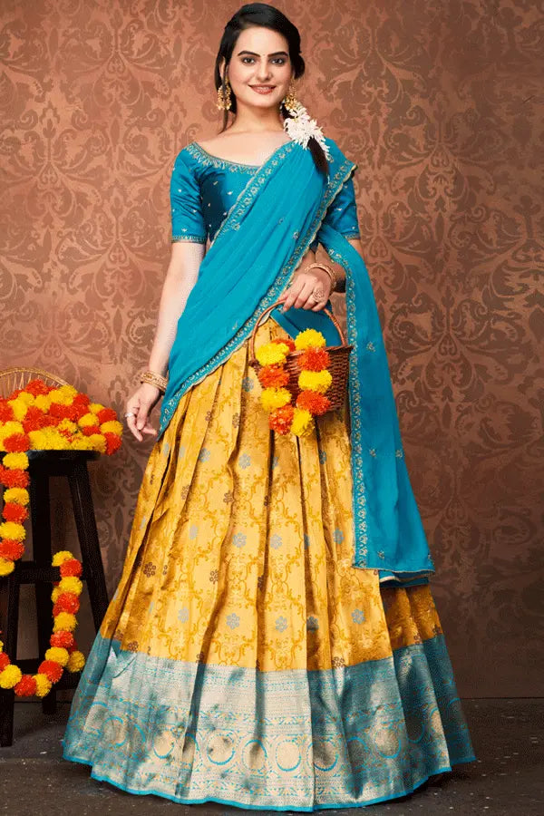 Modern Kerala Kasavu Half Saree Buy Online