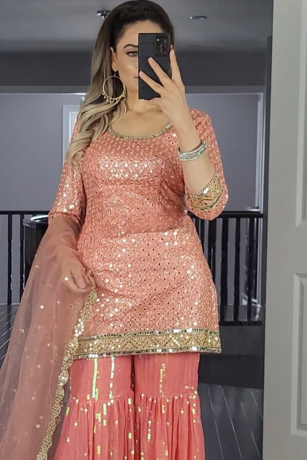 Modern Punjabi Sharara Suit Pics For Sisters - Anaya Designer Studio