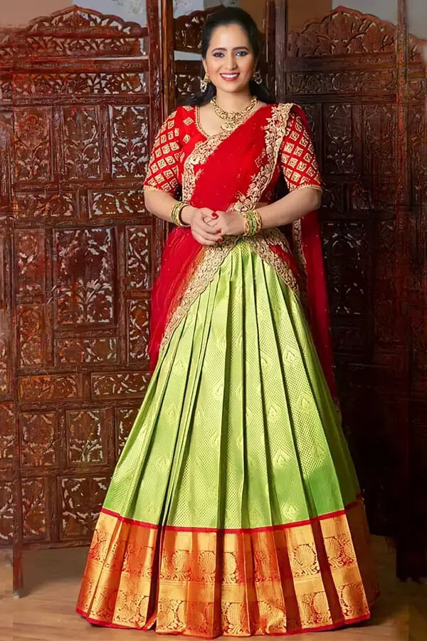 Modern Telugu Half Saree Function Stills For Women - Anaya Designer Studio